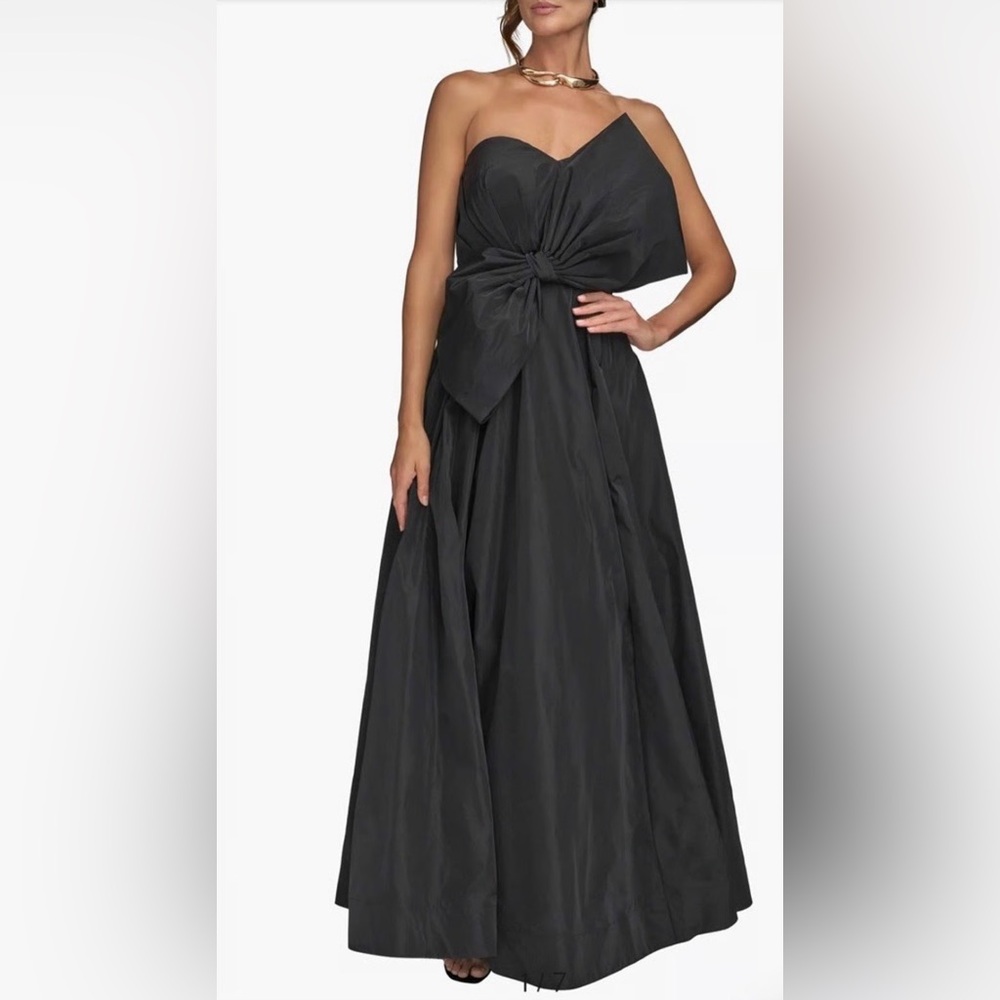 NWT Donna Karen Taffeta Bow Strapless Gown Size 10